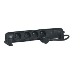 Rallonge multiprise 4 prises de courant 2P+T connectées 16A 230V - alu et noir  050040 